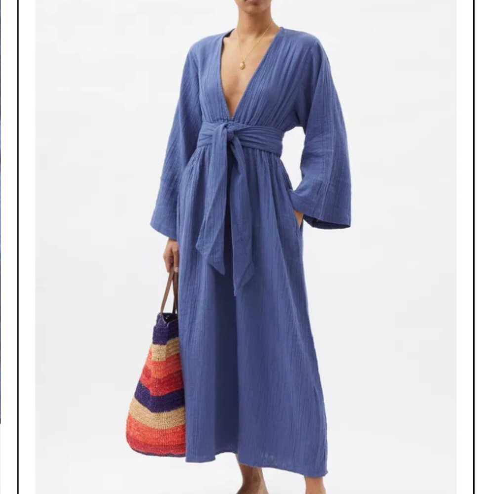 Mara Hoffman Blair Plunge-Neck Organic-Cotton Voile Maxi Dress